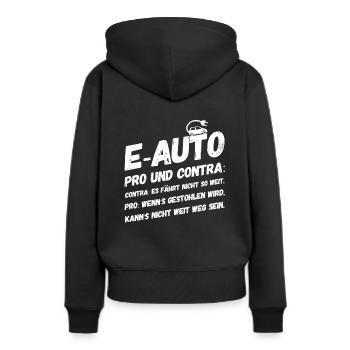 Lustige Sprüche E-Auto Elektro Klima - Frauen Premium Bio Hoodie - Schwarz - Hinten - Julia (174cm)