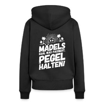 Mallorca Trinkteam Trinkspruch Mädels Pegel - Frauen Premium Bio Hoodie - Schwarz - Hinten - Julia (174cm)