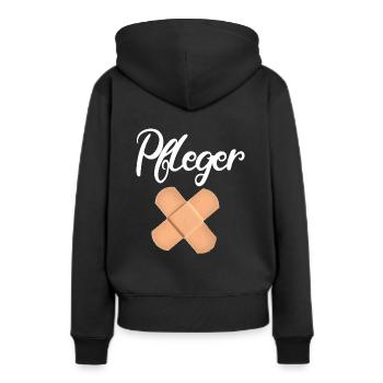 Pfleger - Frauen Premium Bio Hoodie - Schwarz - Hinten - Julia (174cm)