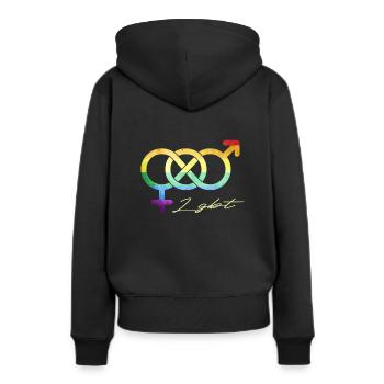 LGBT - Sweat à capuche Premium bio Femme - noir - Dos - Julia (174cm)