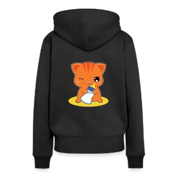 Chat lait chat bébé - Sweat à capuche Premium bio Femme - noir - Dos - Julia (174cm)
