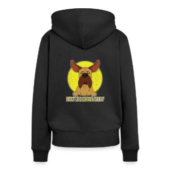 Gardez vos oreilles raides chien - Sweat à capuche Premium bio Femme - noir - Dos - Julia (174cm)