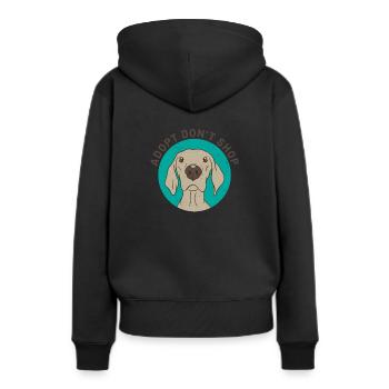 Adopt dont shop - Frauen Premium Bio Hoodie - Schwarz - Hinten - Julia (174cm)