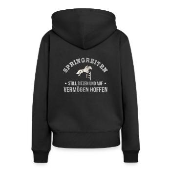 Springreiten - Frauen Premium Bio Hoodie - Schwarz - Hinten - Julia (174cm)