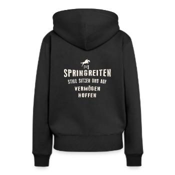 Springreiter - Frauen Premium Bio Hoodie - Schwarz - Hinten - Julia (174cm)