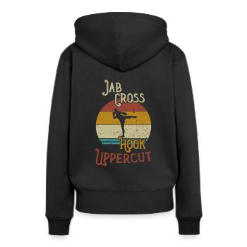 Jab Cross Hook Uppercut Repeat / Kickboxen - Frauen Premium Bio Hoodie - Schwarz - Hinten - Julia (174cm)