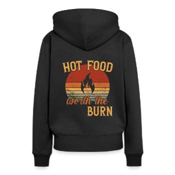 Hot Food - Vaut le coup / Scharfes Essen - Sweat à capuche Premium bio Femme - noir - Dos - Julia (174cm)