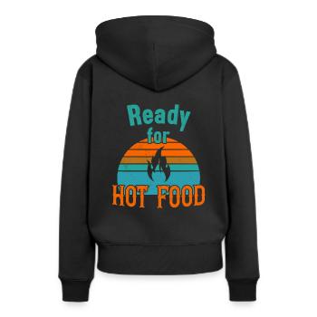 Prêt pour la nourriture chaude / Scharfes Essen - Sweat à capuche Premium bio Femme - noir - Dos - Julia (174cm)