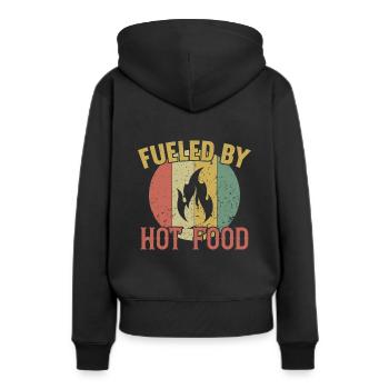 Alimenté par Hot Food / Scharfes Essen - Sweat à capuche Premium bio Femme - noir - Dos - Julia (174cm)