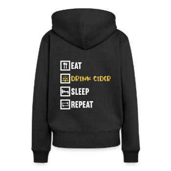 Manger Boire du cidre Sommeil Répéter / Cidre - Sweat à capuche Premium bio Femme - noir - Dos - Julia (174cm)