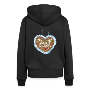 Klaones Zwackerl Bayerisch Tracht Volksfest - Frauen Premium Bio Hoodie - Schwarz - Hinten - Julia (174cm)