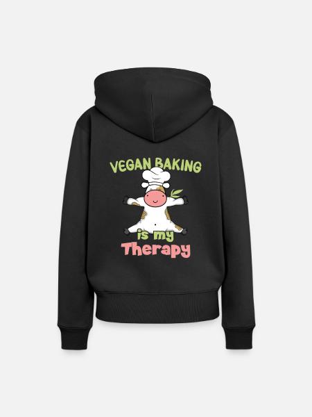 Vegan Baking is my Therapy - Frauen Premium Bio Hoodie - Schwarz