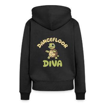 Dancefloor Diva - Schildkröte Tanzen - Frauen Premium Bio Hoodie - Schwarz - Hinten - Julia (174cm)