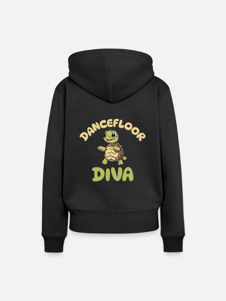 Dancefloor Diva - Schildkröte Tanzen - Frauen Premium Bio Hoodie - Schwarz
