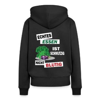 Veganer Vegan Tierschutz Tierrechte Soja Tofu - Frauen Premium Bio Hoodie - Schwarz - Hinten - Julia (174cm)