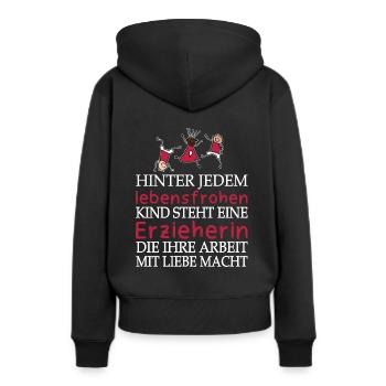 Erzieherin mit Liebe - Frauen Premium Bio Hoodie - Schwarz - Hinten - Julia (174cm)