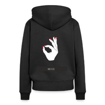 Humeur - doigts, tout en haut, tout droit - Sweat à capuche Premium bio Femme - noir - Dos - Julia (174cm)