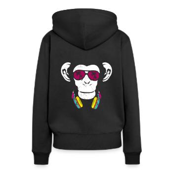 Monkey Cooler Affe DJ Kopfhörer Ausgehen Spaß Part - Frauen Premium Bio Hoodie - Schwarz - Hinten - Julia (174cm)