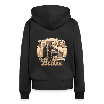 Trucker Babe - LKW-Fahrerin und Truckerin Geschenk - Frauen Premium Bio Hoodie - Schwarz - Hinten - Julia (174cm)