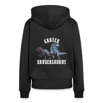 Großer Brudersaurus T-Rex Dino Geschenk Großer Bru - Frauen Premium Bio Hoodie - Schwarz - Hinten - Julia (174cm)