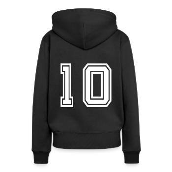 Zehn 10 Trikotnummer - Frauen Premium Bio Hoodie - Schwarz - Hinten - Julia (174cm)
