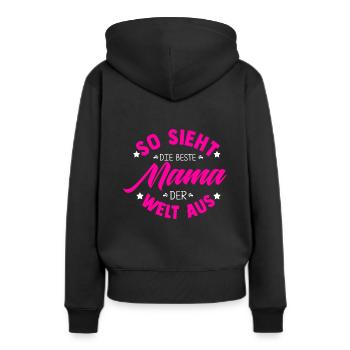 So Sieht Die Beste Mama Der Welt Aus - Freude Mutt - Frauen Premium Bio Hoodie - Schwarz - Hinten - Julia (174cm)