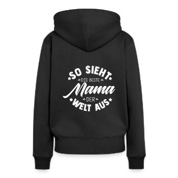 So Sieht Die Beste Mama Der Welt Aus - Freude Mutt - Frauen Premium Bio Hoodie - Schwarz - Hinten - Julia (174cm)