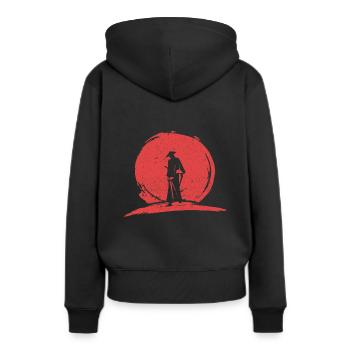 Samurai Ronin - Frauen Premium Bio Hoodie - Schwarz - Hinten - Julia (174cm)