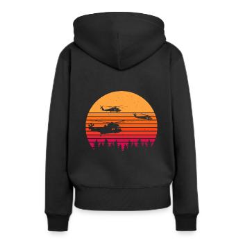 Retro Hubschrauber Vintage Helicopter Pilot Gesche - Frauen Premium Bio Hoodie - Schwarz - Hinten - Julia (174cm)