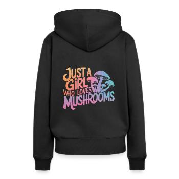 Champignons Champignons Champignon Champignon - Sweat à capuche Premium bio Femme - noir - Dos - Julia (174cm)