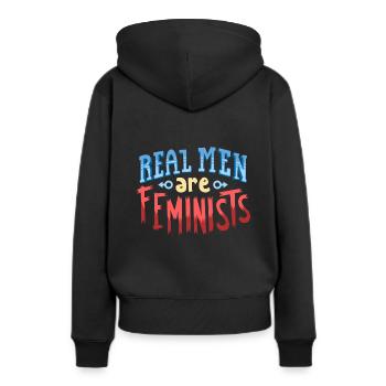 Echte Männer sind Feministen - Frauen Premium Bio Hoodie - Schwarz - Hinten - Julia (174cm)