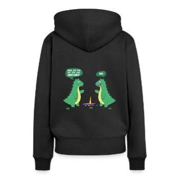 Dino Einhorn Witz Dinosaurier Cartoon Comic - Frauen Premium Bio Hoodie - Schwarz - Hinten - Julia (174cm)