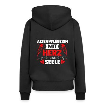 Altenpflegerin mit Herz und Seele - Pflegekraft Pf - Frauen Premium Bio Hoodie - Schwarz - Hinten - Julia (174cm)