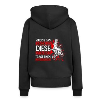Vergiss das Krönchen Diese Prinzessin Trägt Motorr - Frauen Premium Bio Hoodie - Schwarz - Hinten - Julia (174cm)