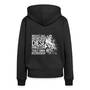 Bikerin Motorradfahrerin Kein Krönchen Helm Prinze - Frauen Premium Bio Hoodie - Schwarz - Hinten - Julia (174cm)