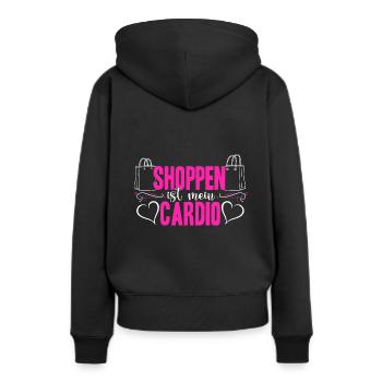 Shoppen Cardio Einkaufen Shopping Süchtig Shopping - Frauen Premium Bio Hoodie - Schwarz - Hinten - Julia (174cm)