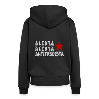 Antifa anti-révolte alerta alerta antifascistes vont! - Sweat à capuche Premium bio Femme - noir - Dos - Julia (174cm)