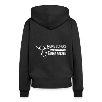 Meine Schere - Meine Regeln Friseur Salon Friseuri - Frauen Premium Bio Hoodie - Schwarz - Hinten - Julia (174cm)