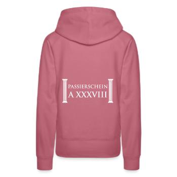 Passierschein A38 Ausgangssperre Home Office - Frauen Premium Bio Hoodie - Malve - Hinten - Isabella (175cm)
