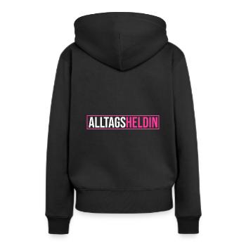 Alltags Heldin - Muttertag Geschenk Mama Heldin de - Frauen Premium Bio Hoodie - Schwarz - Hinten - Julia (174cm)