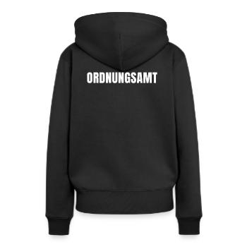 Ordnungsamt Arbeitskleidung Kostüm Fasching Karnev - Frauen Premium Bio Hoodie - Schwarz - Hinten - Julia (174cm)