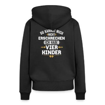 Papa Mama Kind Spruch Lustig Vater Mutter 4 Kinder - Frauen Premium Bio Hoodie - Schwarz - Hinten - Julia (174cm)