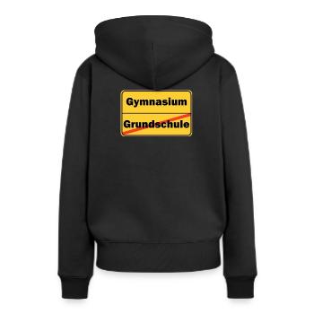 Grundschule Gymnasium Ortsschild Schule - Frauen Premium Bio Hoodie - Schwarz - Hinten - Julia (174cm)