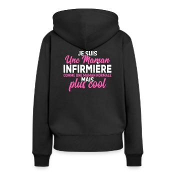 je suis une maman infirmière - Sweat à capuche Premium bio Femme - noir - Dos - Julia (174cm)