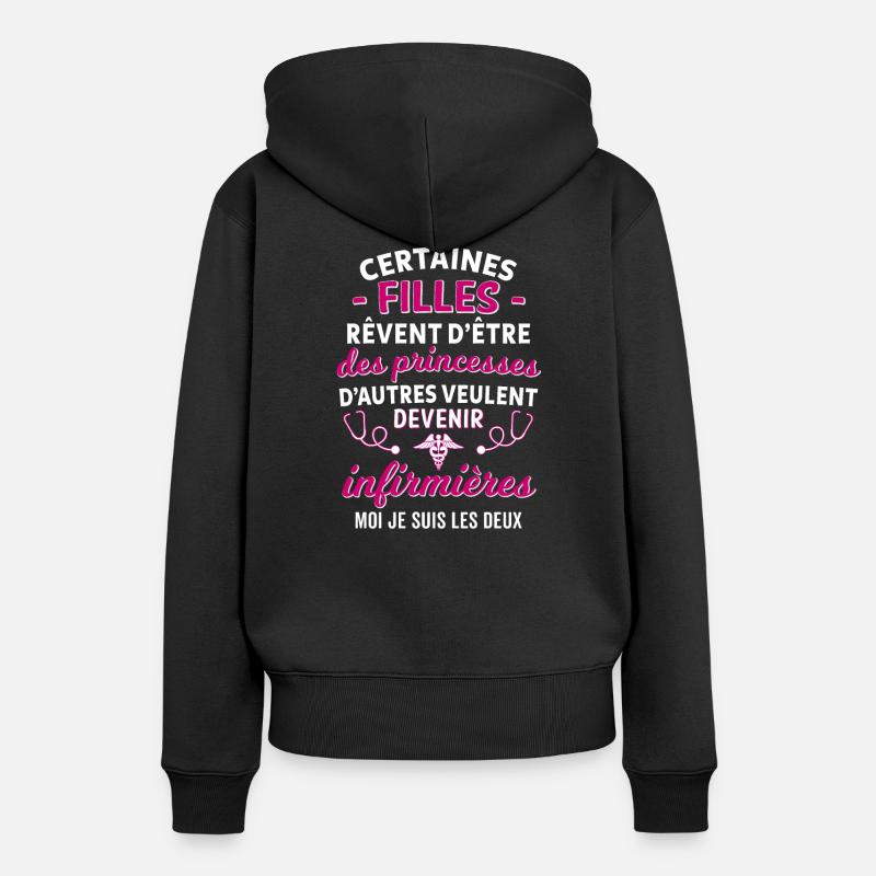 infirmière et Princesse - Sweat à capuche Premium bio Femme - noir