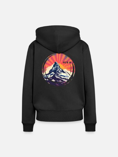 Matterhorn Heights Hiking Zermatt Regalo ricordo - Felpa con cappuccio ecologica premium da donna - nero