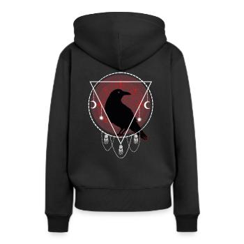Rabe Nordische Mythologie Kelten - Frauen Premium Bio Hoodie - Schwarz - Hinten - Julia (174cm)