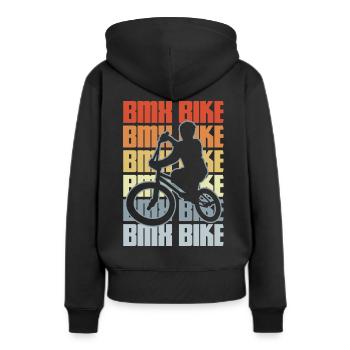 Vintage BMX Fahrrad - Frauen Premium Bio Hoodie - Schwarz - Hinten - Julia (174cm)