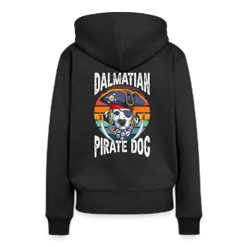 Dalmatian Pirate Dog - Frauen Premium Bio Hoodie - Schwarz - Hinten - Julia (174cm)