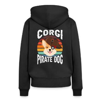 Corgi Pirate Dog - Frauen Premium Bio Hoodie - Schwarz - Hinten - Julia (174cm)